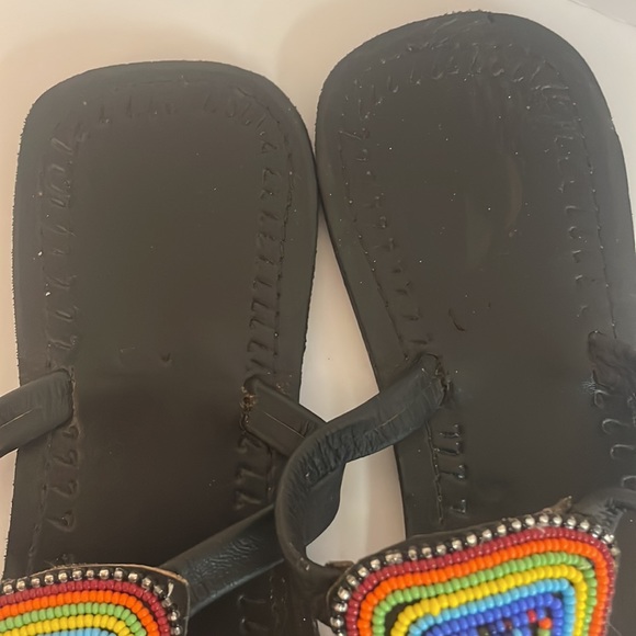 African Handmade Beaded Sandals Size 7 - Picture 3 of 4